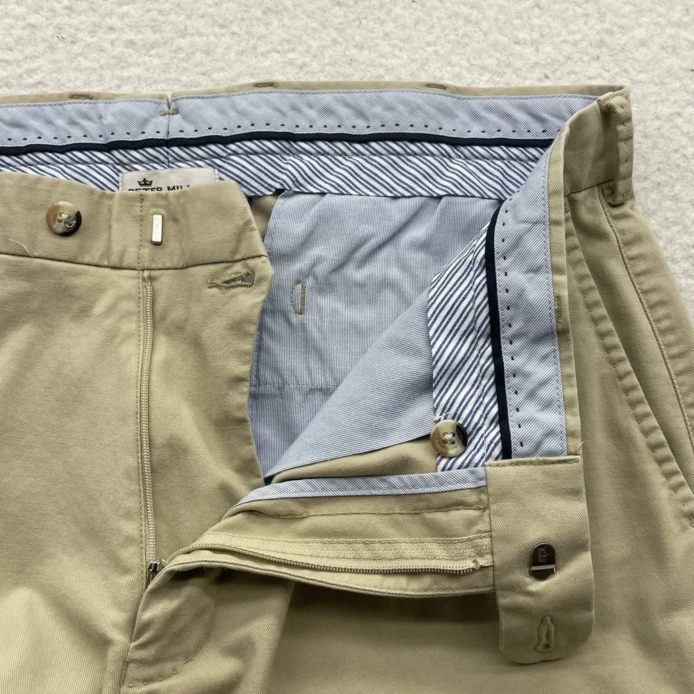 Peter Millar Pants Mens 36x31 Golf Chino Khaki Pima Cotton Stretch Crown Preppy‎